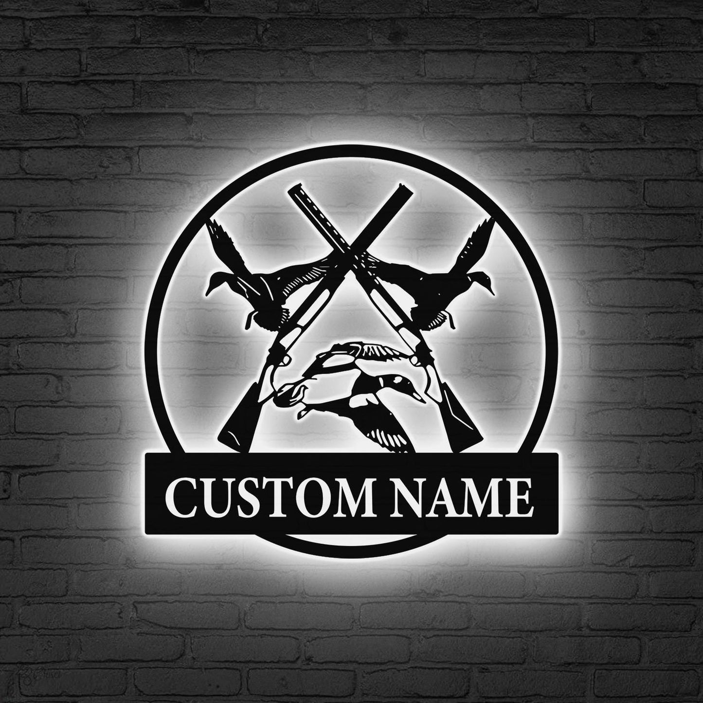 Custom Duck Hunting Metal Wall Art LED Light,Personalized Hunter Name Sign Duck Hunting Gifts,Rustic Cabin Decor Hunter Gift Farmhouse Decor