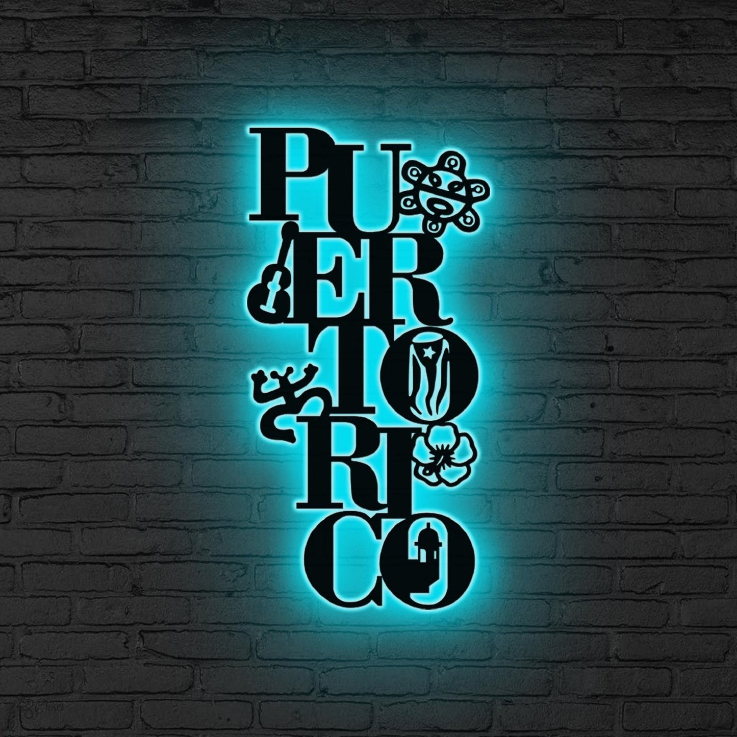 Personalized Puerto Rico Flag Metal Wall Art LED Light, Custom Puerto Rico Lover Name Sign, Born in Puerto Rico Sign, Puerto Rico Decoration