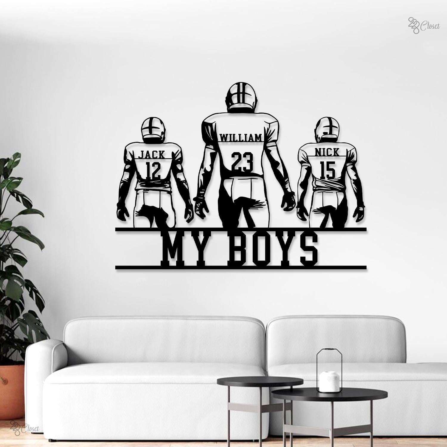 Custom American Football Team Metal Wall Art LED Light Personalized Football  Player Name Sign Home Decor Boy Room Decor Xmas Gift for him