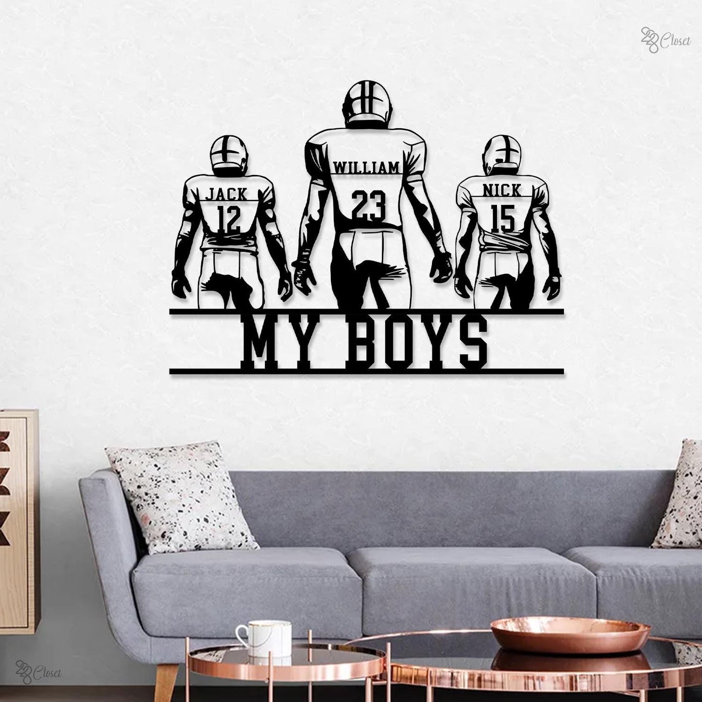 Custom American Football Team Metal Wall Art LED Light Personalized Football  Player Name Sign Home Decor Boy Room Decor Xmas Gift for him