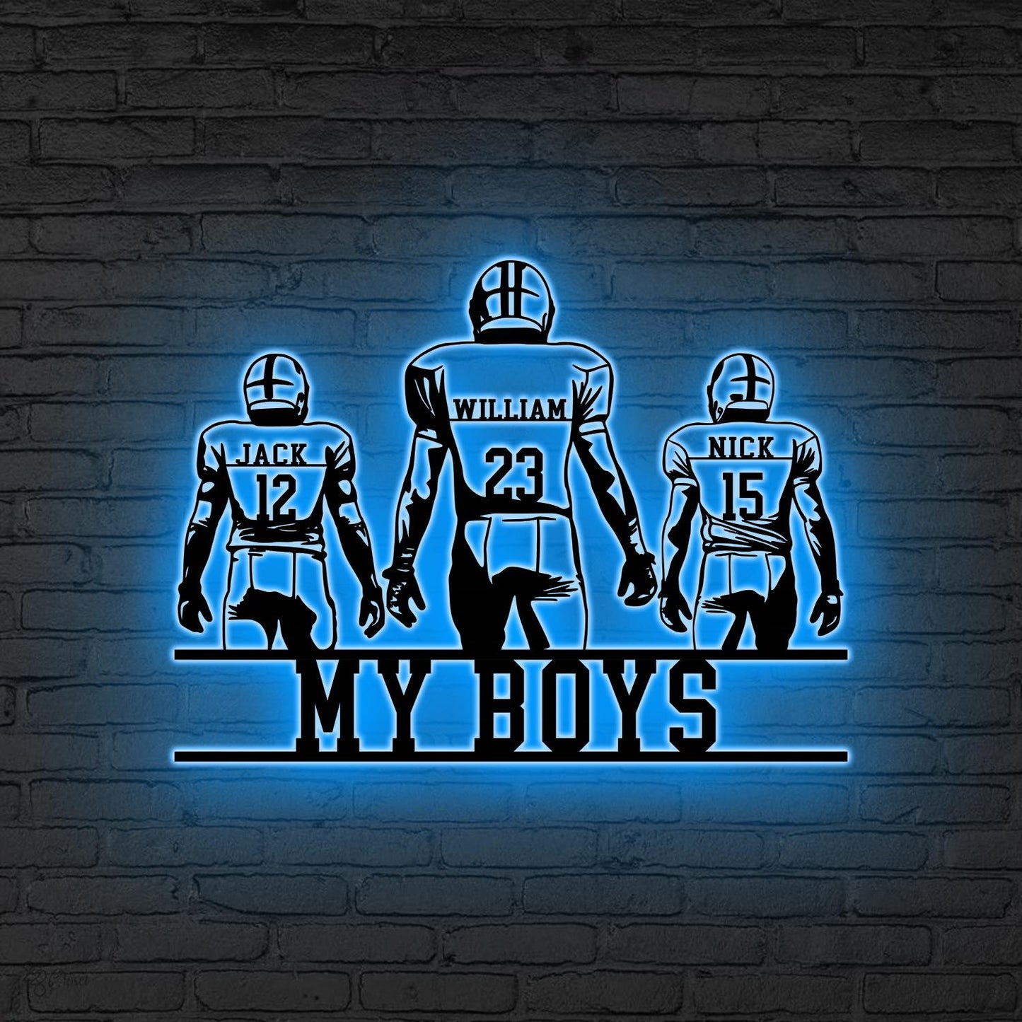Custom American Football Team Metal Wall Art LED Light Personalized Football  Player Name Sign Home Decor Boy Room Decor Xmas Gift for him