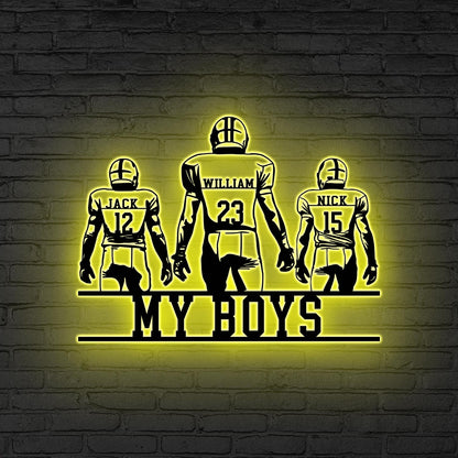 Custom American Football Team Metal Wall Art LED Light Personalized Football  Player Name Sign Home Decor Boy Room Decor Xmas Gift for him