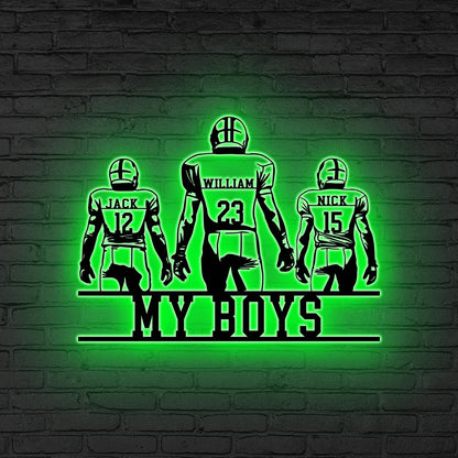 Custom American Football Team Metal Wall Art LED Light Personalized Football  Player Name Sign Home Decor Boy Room Decor Xmas Gift for him
