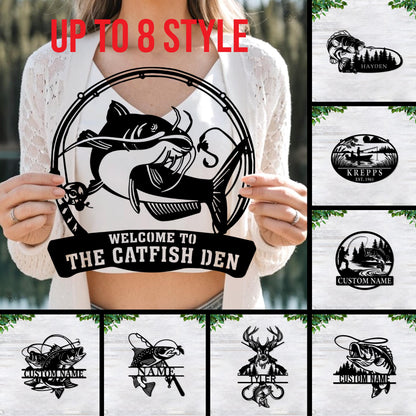 Custom Bass Fishing Metal Sign, Bass Fishing Name Sign, Fish Pole Decor, Lake House Decor Fishing Lover Gifts, Fisher Gift Dad Gift Xmas