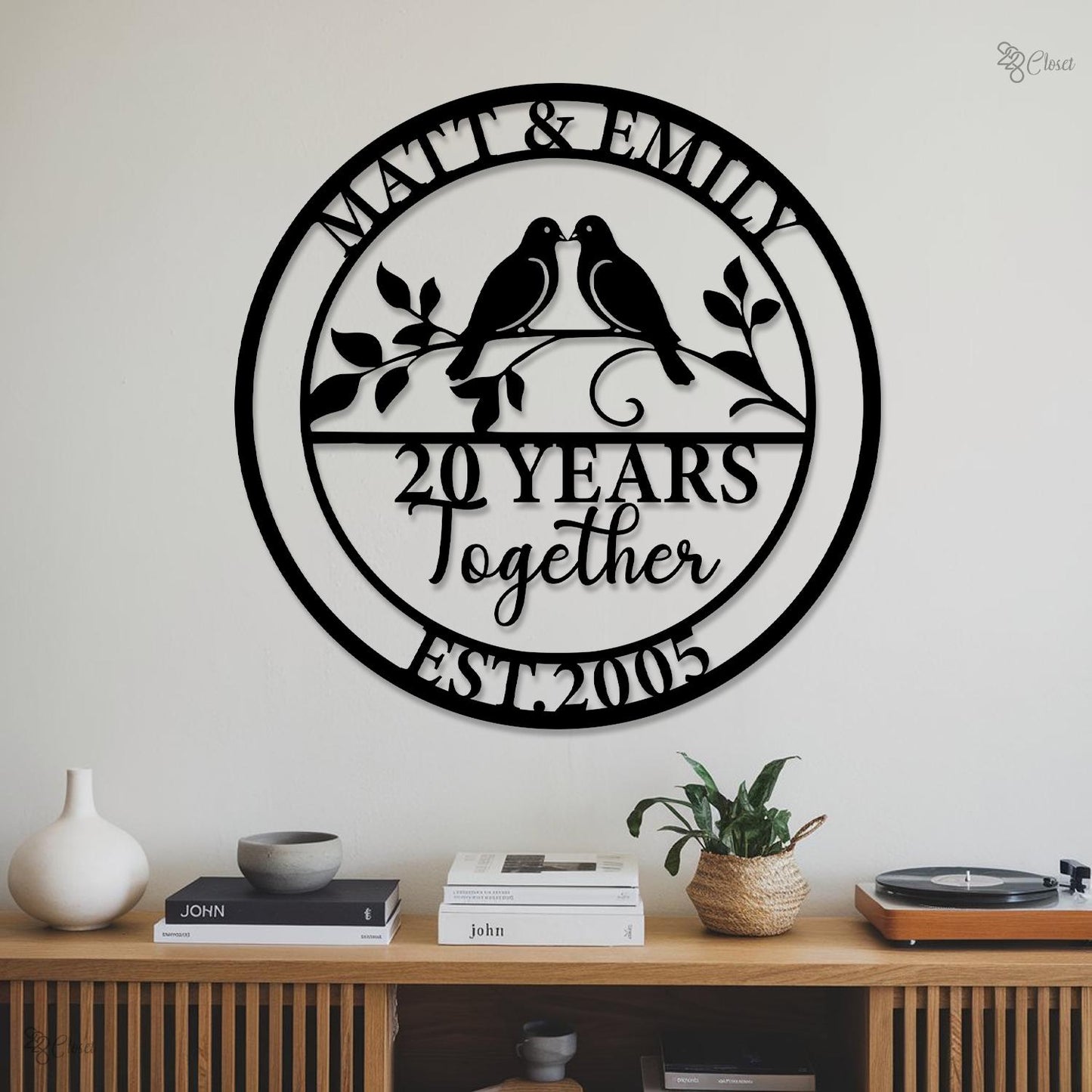Personalized Anniversary Metal Wall Decor LED, 10/20/25/50 Year Together Sign, Wedding Gift Anniversary Gift, Family Name Sign, Parent Gift