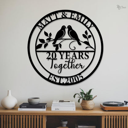 Personalized Anniversary Metal Wall Decor LED, 10/20/25/50 Year Together Sign, Wedding Gift Anniversary Gift, Family Name Sign, Parent Gift