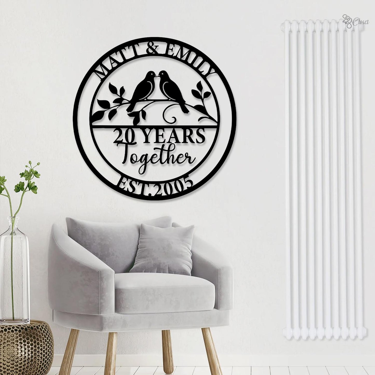 Personalized Anniversary Metal Wall Decor LED, 10/20/25/50 Year Together Sign, Wedding Gift Anniversary Gift, Family Name Sign, Parent Gift