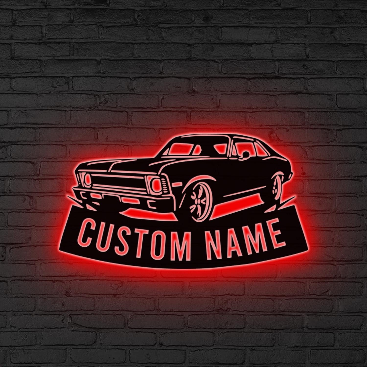 Custom Metal Garage Sign LED Light Personalized Mechanic Wall Art,Man Cave Decor,Garage Metal Plaque Garage Decor Dad Gift Father’s Day Gift