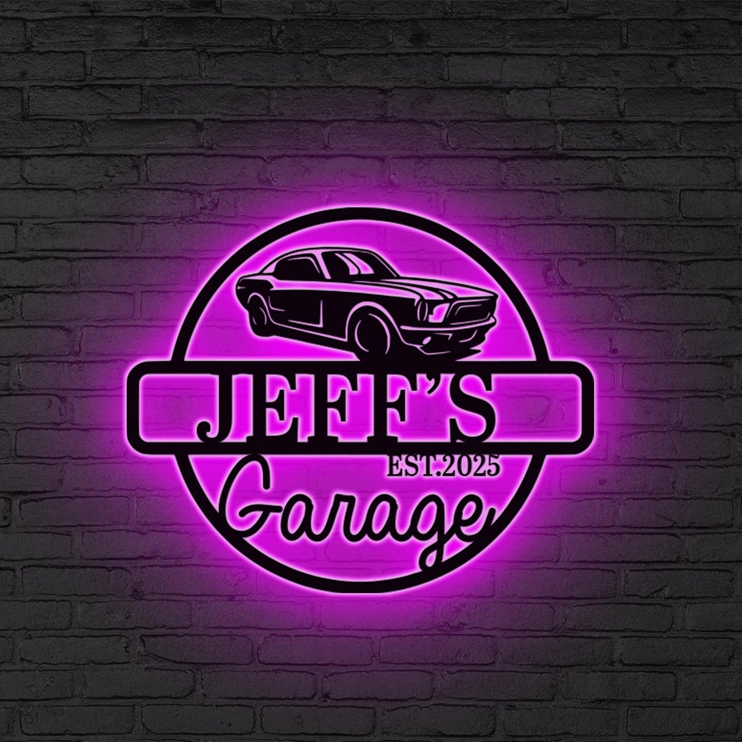 Custom Metal Garage Sign LED Light Personalized Mechanic Wall Art,Man Cave Decor,Garage Metal Plaque Garage Decor Dad Gift Father’s Day Gift