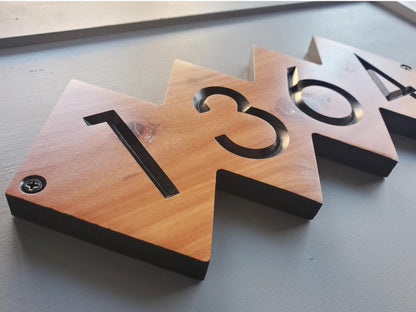 House Street Number Plaque, Custom Modern Home Address Sign, MCM Diamond Shape Personalized Numbers, Condo Business