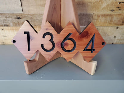 House Street Number Plaque, Custom Modern Home Address Sign, MCM Diamond Shape Personalized Numbers, Condo Business