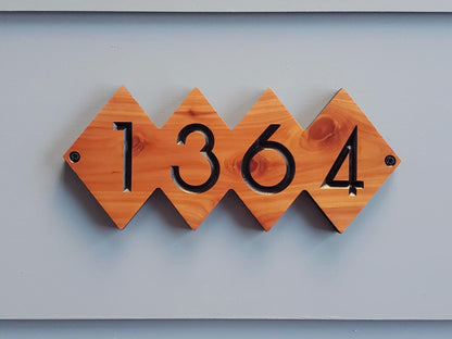 House Street Number Plaque, Custom Modern Home Address Sign, MCM Diamond Shape Personalized Numbers, Condo Business
