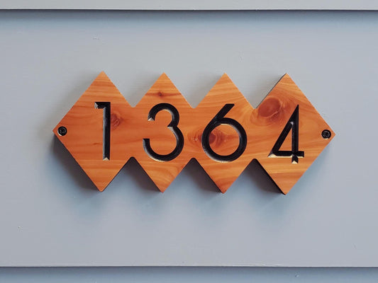 House Street Number Plaque, Custom Modern Home Address Sign, MCM Diamond Shape Personalized Numbers, Condo Business