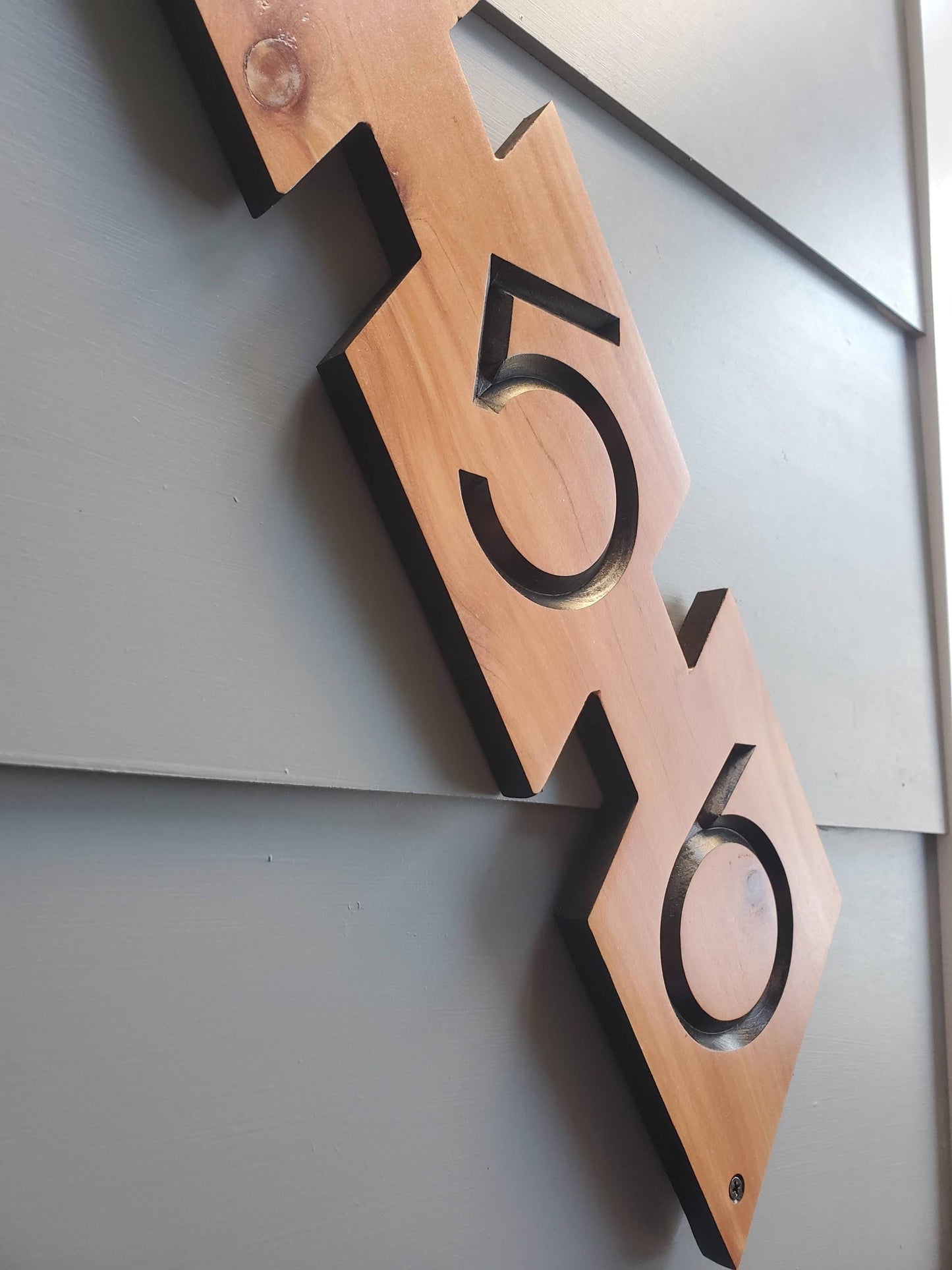 House Street Number Plaque, Mid Century Modern Home Address Sign, MCM Diagonal Diamond Shape Numbers