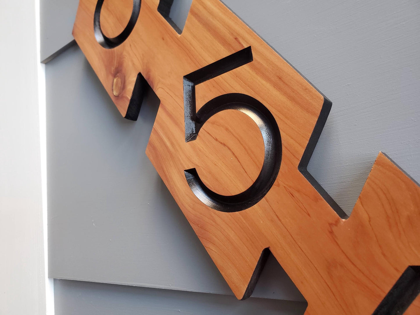 House Street Number Plaque, Mid Century Modern Home Address Sign, MCM Diagonal Diamond Shape Numbers