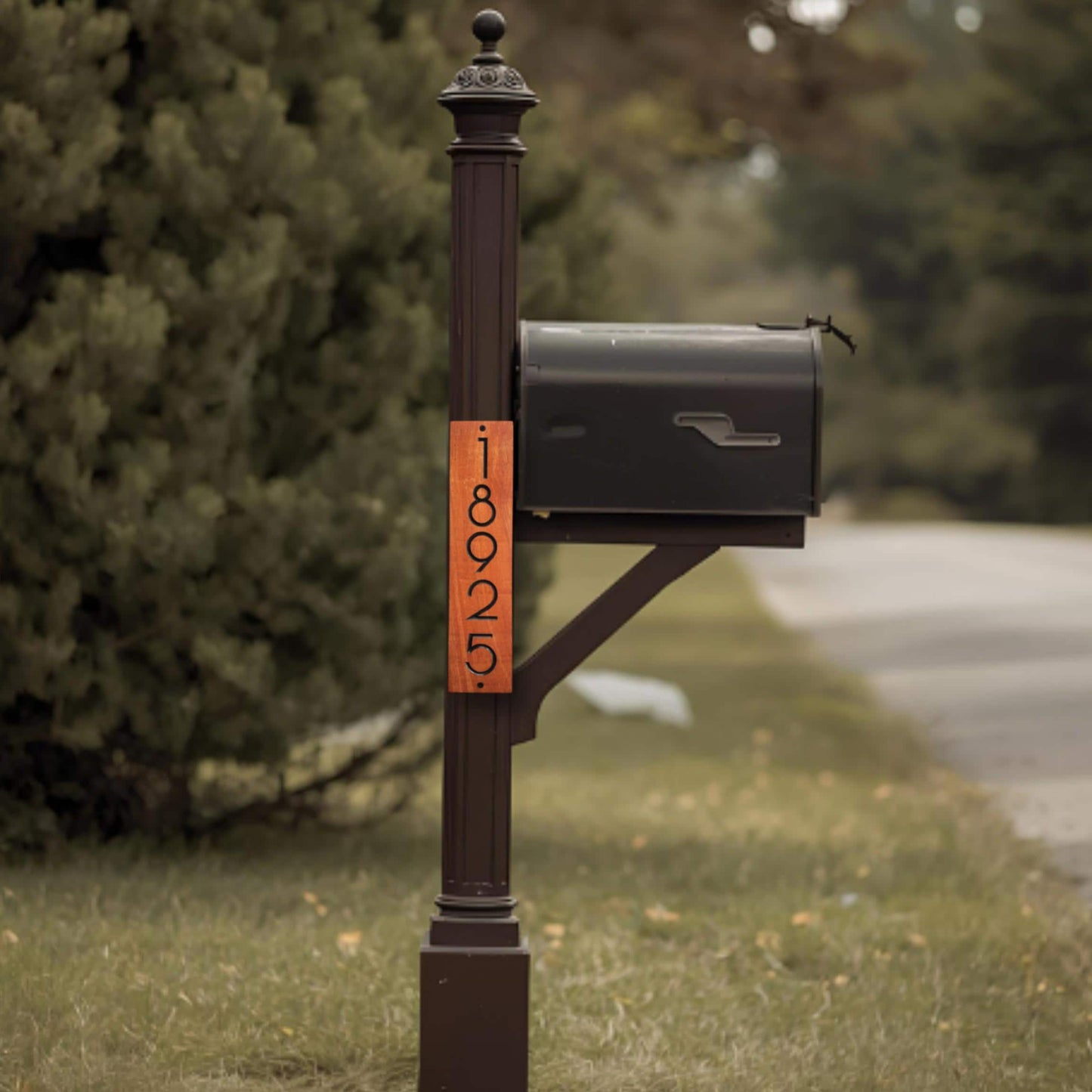Mailbox Post Sign, Carved Wood Home Street Numbers Address Plaque, Cedar Mahogany Cypress