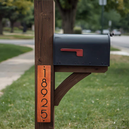 Mailbox Post Sign, Carved Wood Home Street Numbers Address Plaque, Cedar Mahogany Cypress