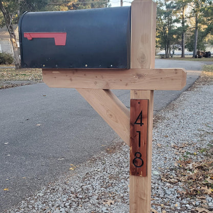 Mailbox Post Sign, Carved Wood Home Street Numbers Address Plaque, Cedar Mahogany Cypress