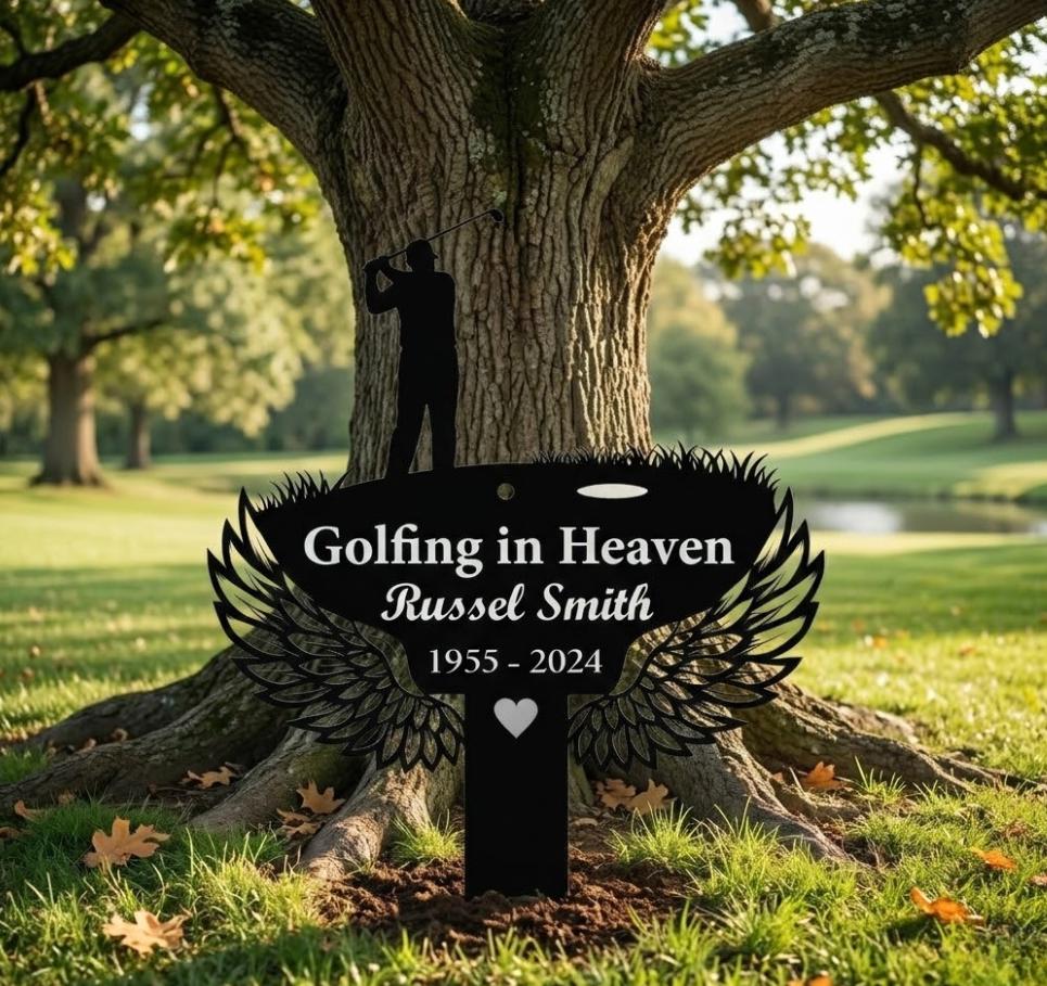 Personalized Golf Memorial Garden Stake, Golfing in Heaven Grave Marker ,Remembrance Gift with Name and Dates