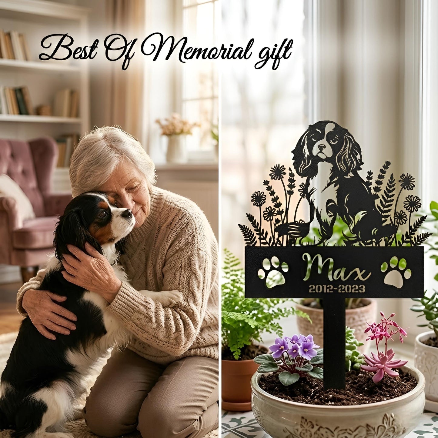 Dog Memorial Stake Custom, Pet Grave Marker Outdoor, Up to 220 Dog Breeds, Pet Loss Sympathy Gift
