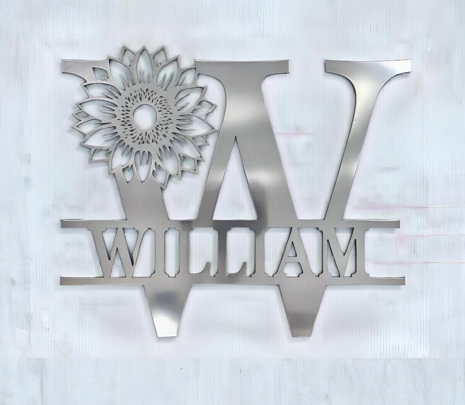Personalized Floral Monogram Sign: Custom Split Letter Metal Family Name, Custom Wedding Gift