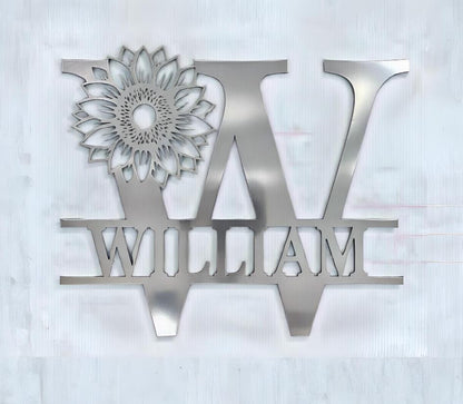 Personalized Floral Monogram Sign: Custom Split Letter Metal Family Name, Custom Wedding Gift