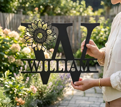 Personalized Floral Monogram Sign: Custom Split Letter Metal Family Name, Custom Wedding Gift