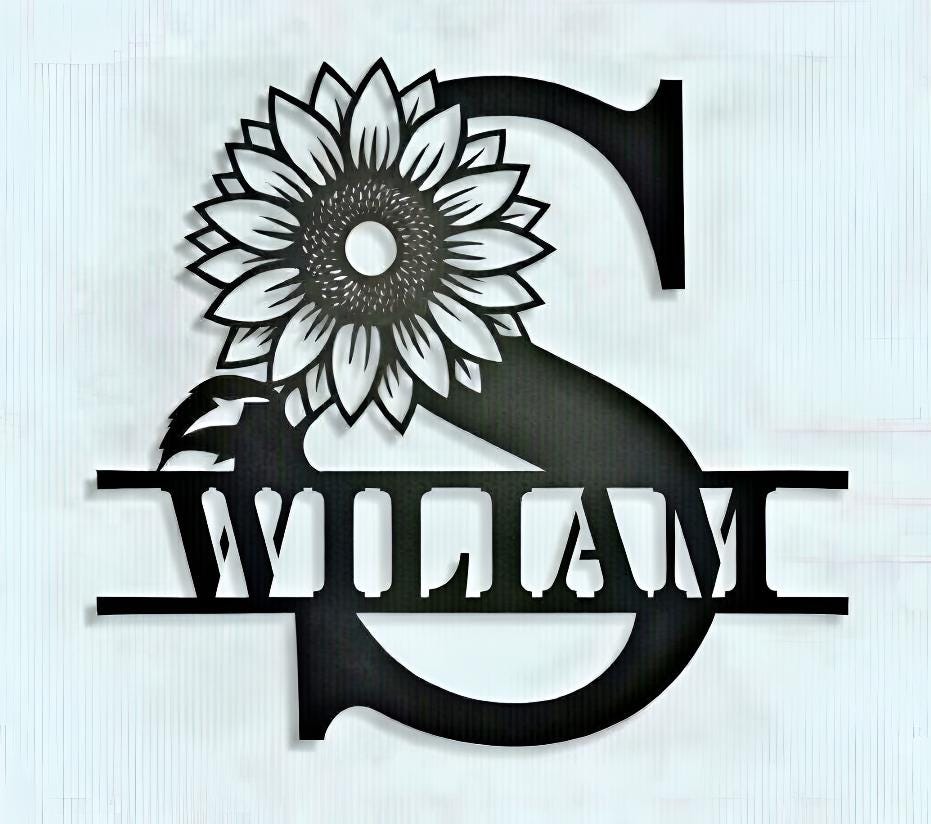 Personalized Floral Monogram Sign: Custom Split Letter Metal Family Name, Custom Wedding Gift