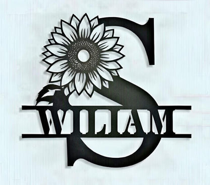 Personalized Floral Monogram Sign: Custom Split Letter Metal Family Name, Custom Wedding Gift