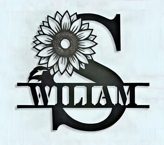 Personalized Floral Monogram Sign: Custom Split Letter Metal Family Name, Custom Wedding Gift