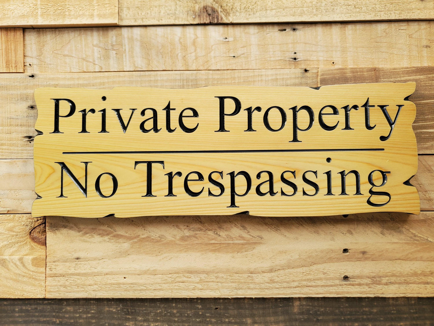 Private Property No Trespassing Carved Rustic Sign, Outdoor Posted Land Sign, Cypress Cedar Wood Plaque, CNC Carved Wooden, Exterior Outside