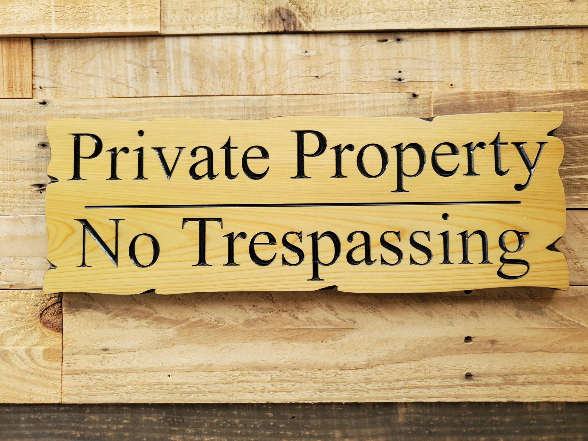 Private Property No Trespassing Carved Rustic Sign, Outdoor Posted Land Sign, Cypress Cedar Wood Plaque, CNC Carved Wooden, Exterior Outside