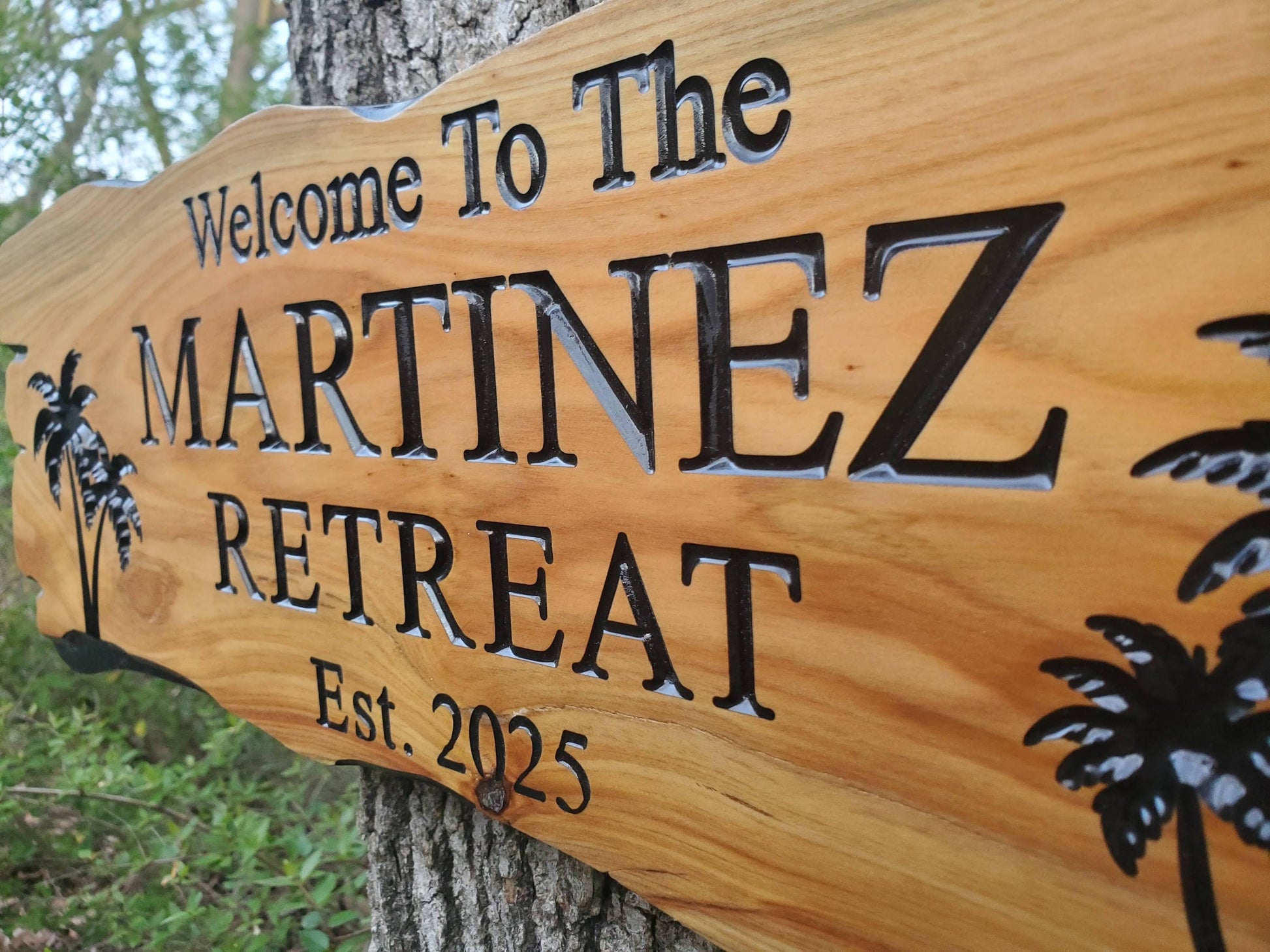 Custom Beach House Decor, Rustic Personalized Family Last Name Sign Outdoor Wooden Plaque, Exterior Welcome Established Date, Mahogany Cedar