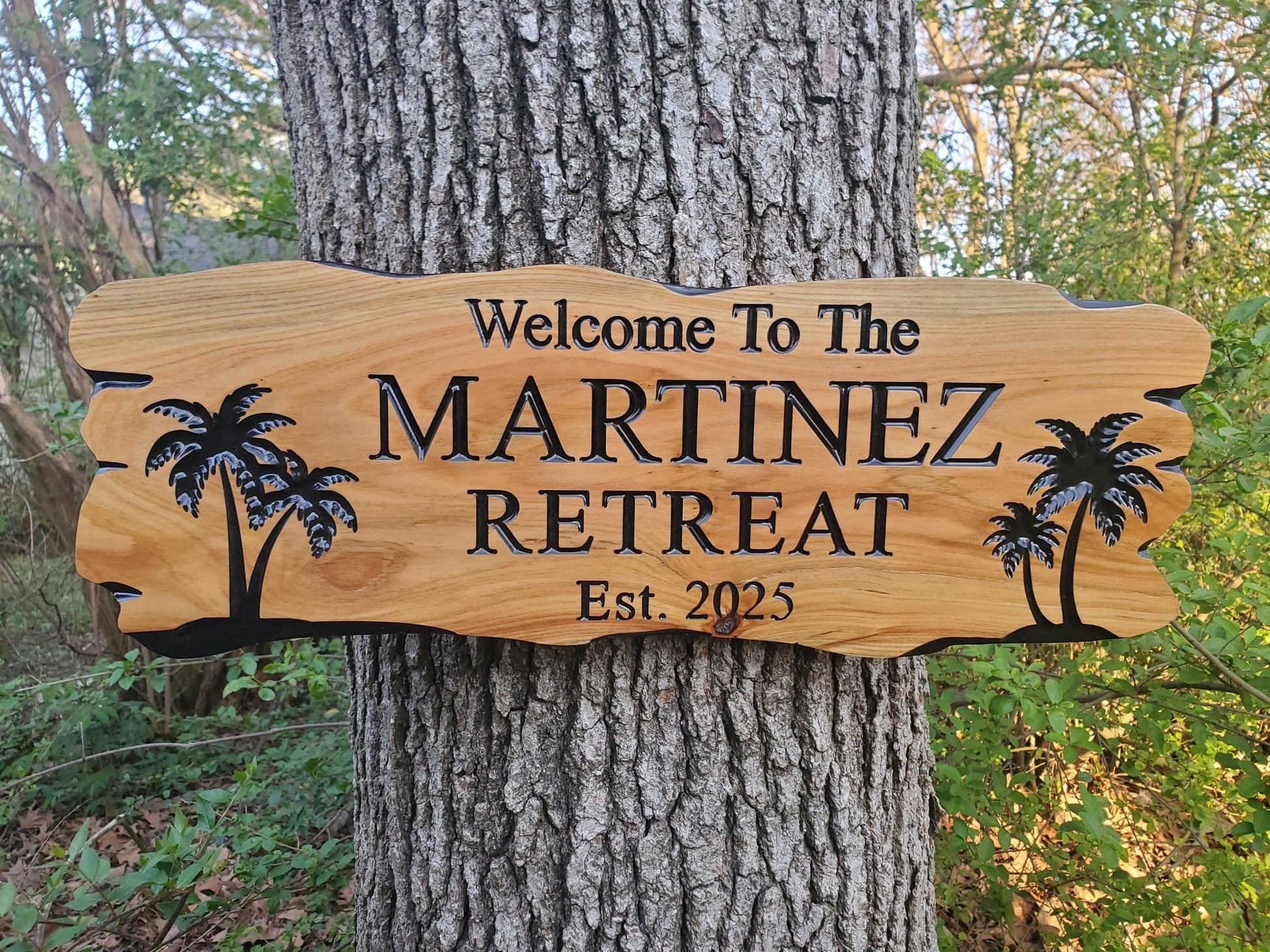 Custom Beach House Decor, Rustic Personalized Family Last Name Sign Outdoor Wooden Plaque, Exterior Welcome Established Date, Mahogany Cedar