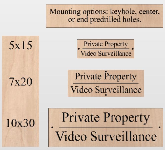 Private Property Video Surveillance Sign, Carved Wood Outdoor CCTV Security Camera Warning Plaque, Mahogany Cypress Cedar Wooden Carving